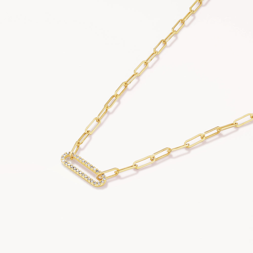 10k Gold Diamond Paperclip Chain Necklace for Women - Elegant Layering Piece for Everyday Wear & Special Occasions