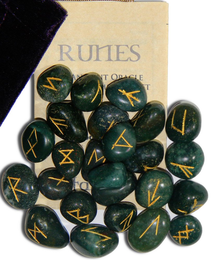 Blood Stone Runes with Engraved Letters - Energy Work Gemstone for Meditation & Healing