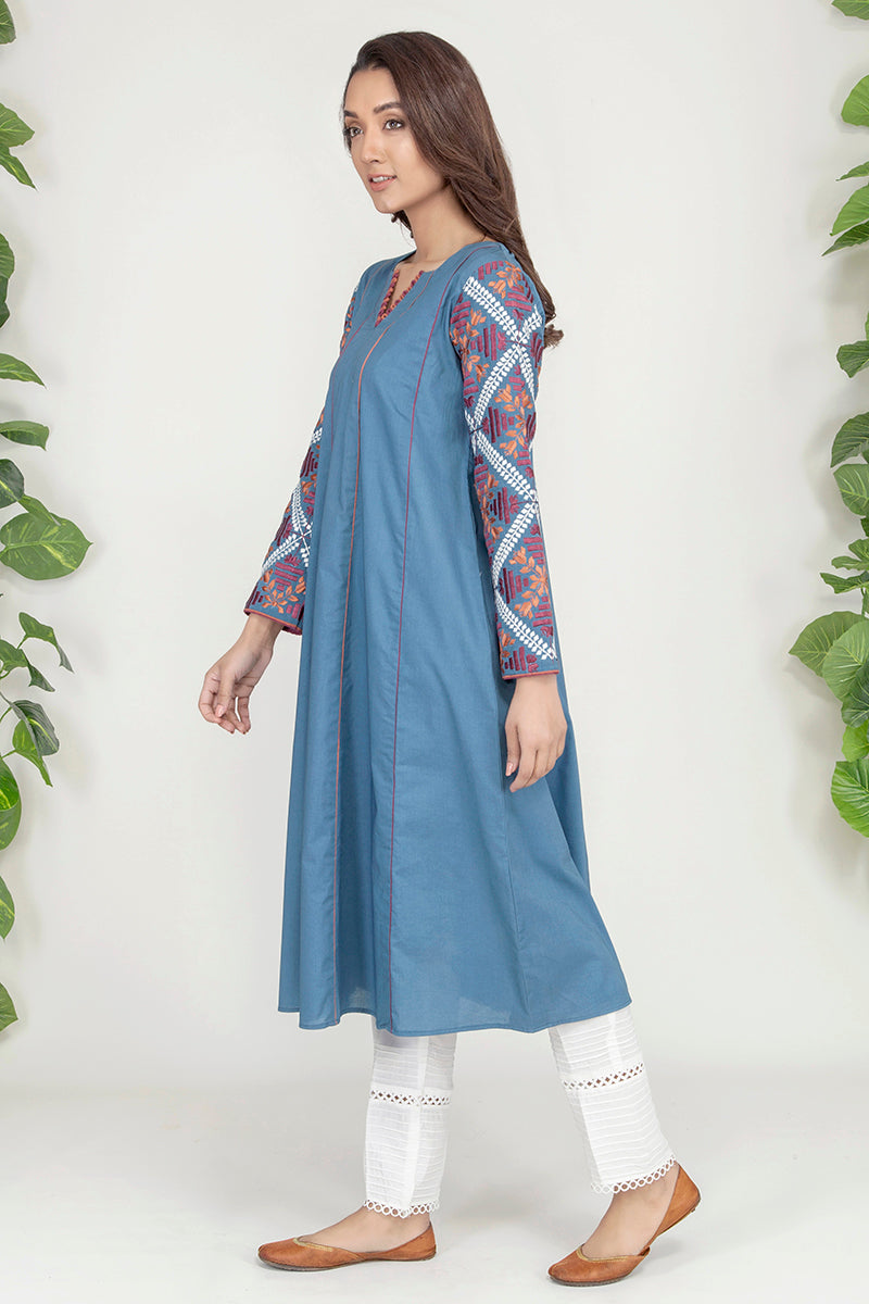 Iris Navy Blue Dress - Elegant Floral Print Women's Dress for Casual Wear, Party & Special Occasions