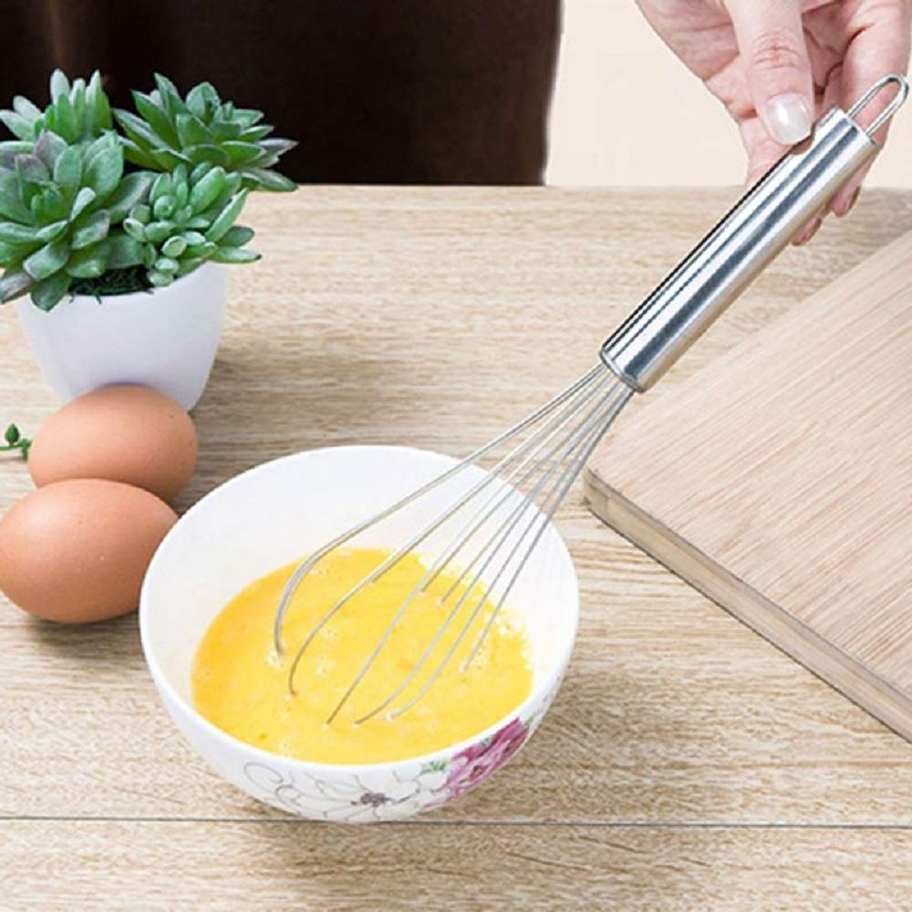 Mayata 3-Piece Manual Egg Beater Set - Self Turning Stainless Steel Whisk for Baking, Hand Blender for Eggs, Cream & Dough - Perfect Kitchen Tools for Cakes, Pancakes & Desserts