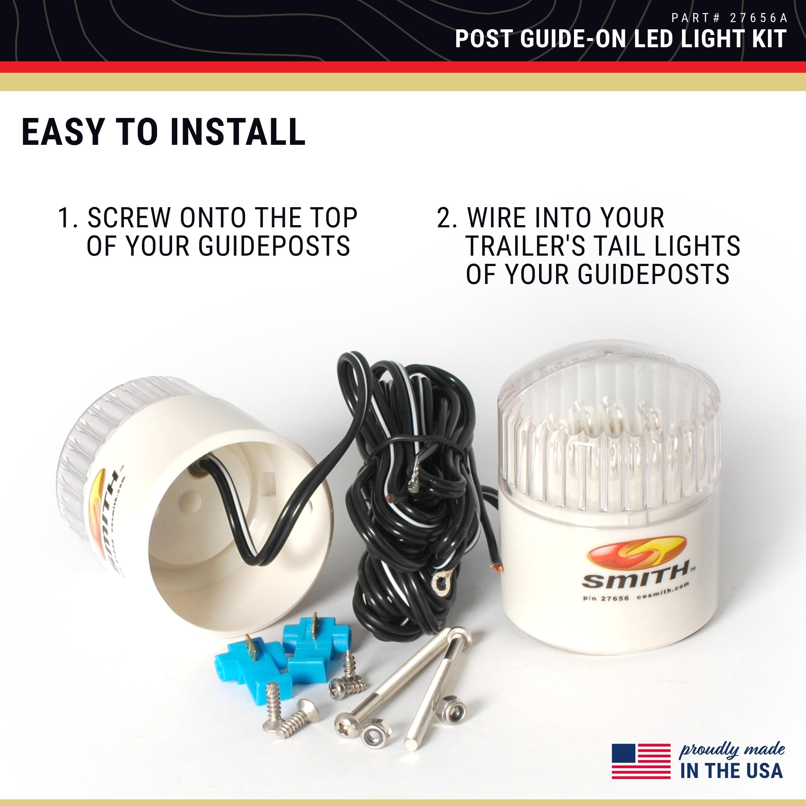 CE Smith 27656A LED Light Kit for Boat Trailers - Durable Guide-On Post Lights for Safe Night Towing
