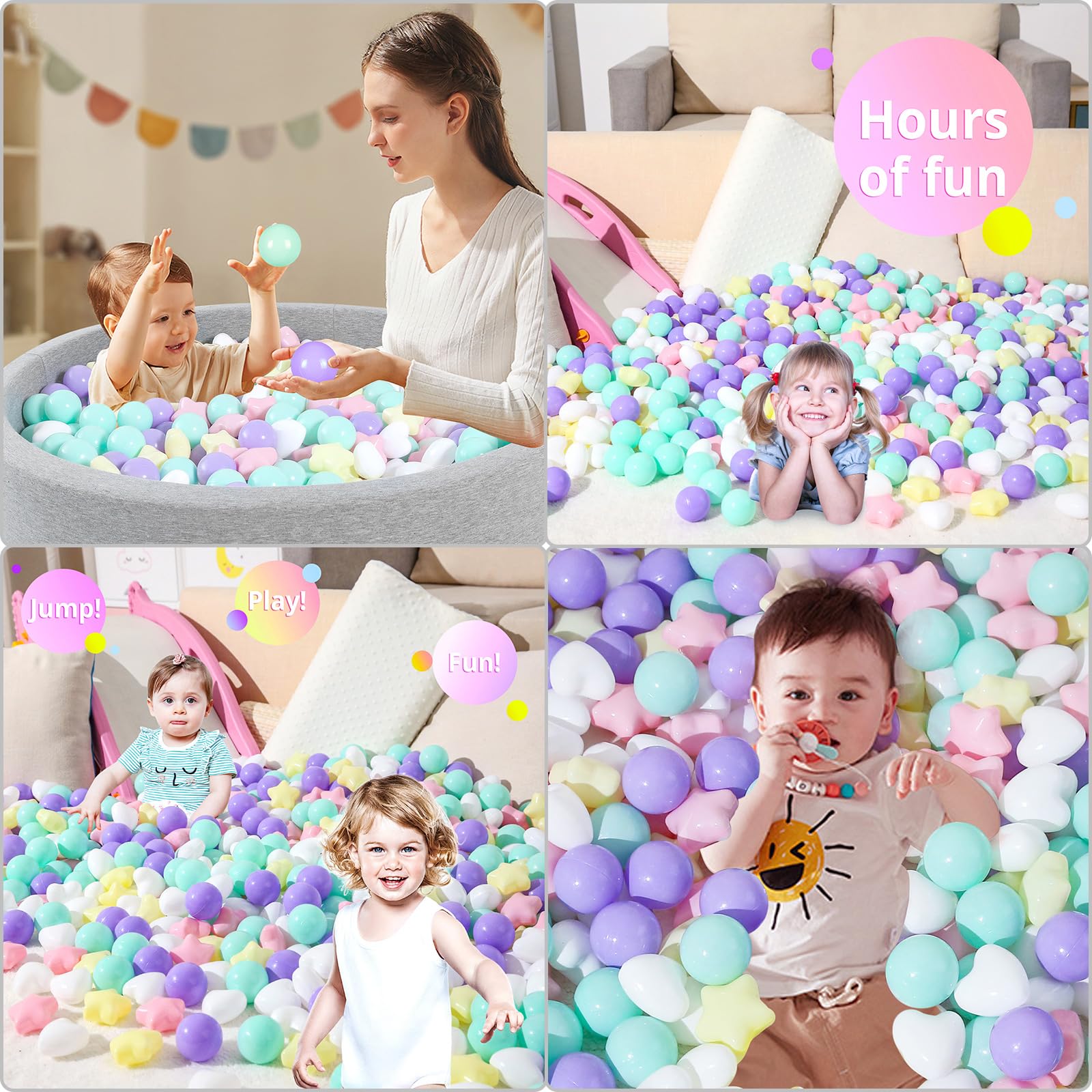 100/200/500/1000 Phthalate-Free & BPA-Free Plastic Ball Pit Balls for Toddlers - Crush-Proof Kids Play Balls with Storage Bag for Indoor/Outdoor Use - Perfect for Birthday Parties, Daycares & Sensory Play