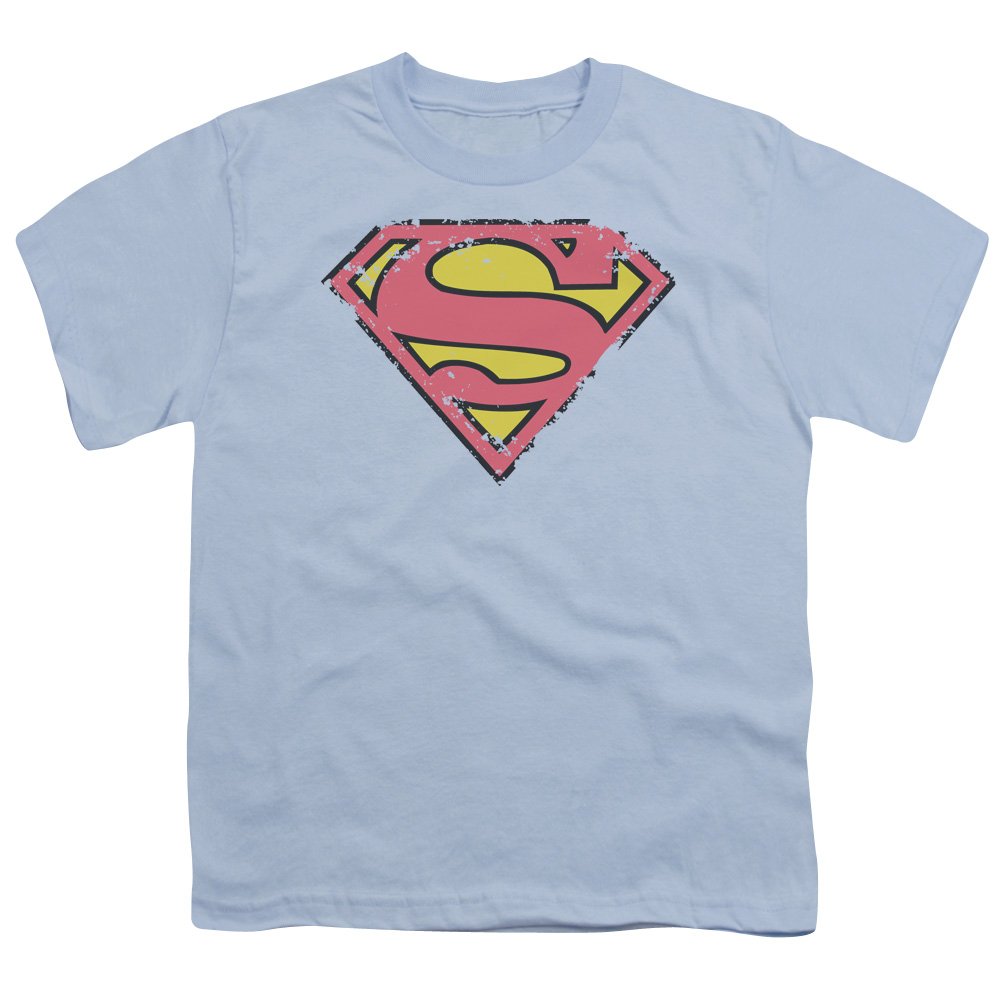 Superman Distressed Shield Graphic Unisex Youth T-Shirt - Casual Wear for Kids & Teens - Perfect for Superhero Fans, School, and Everyday Outfits
