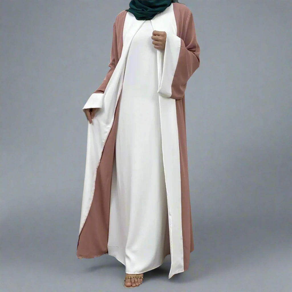 Elegant Muslim Women's Patchwork Abaya Dress - Modest Islamic Prayer Dress for Women - Perfect for Eid, Ramadan, Mosque & Special Occasions