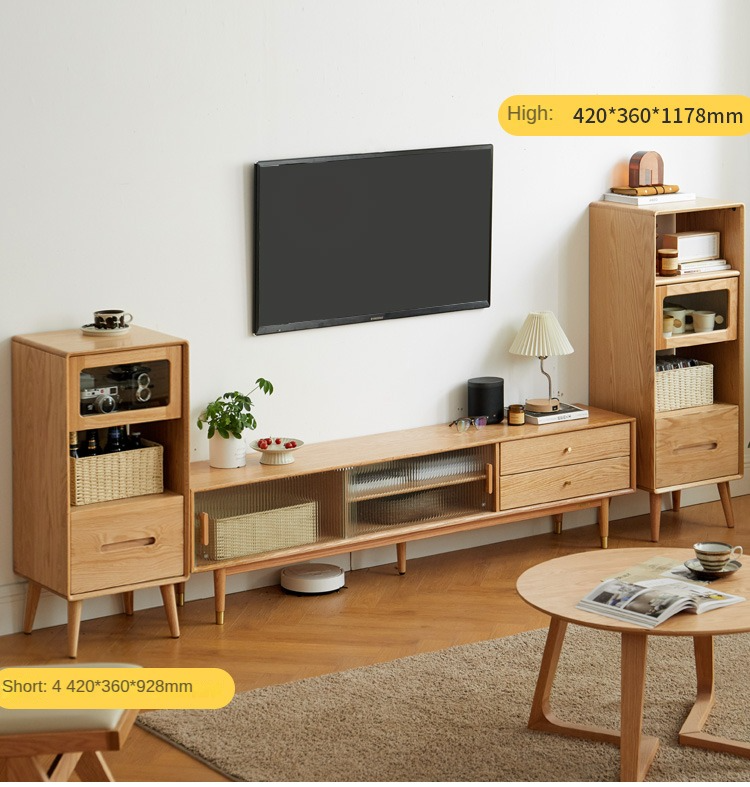 Solid Oak Wood Glass Display Cabinet - Elegant Sideboard for Living Room, Dining Room & Office Storage | Perfect for Showcasing China, Books & Decor