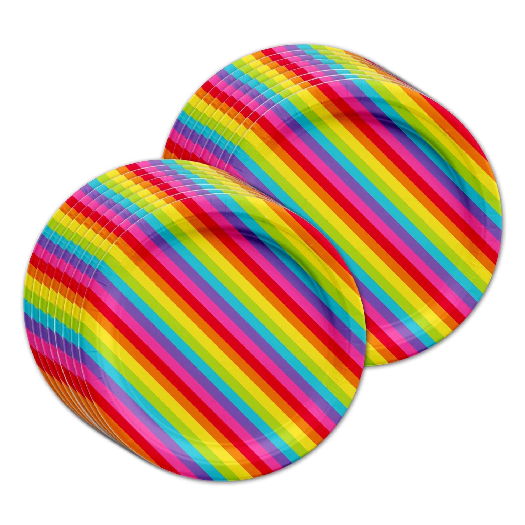 Vibrant Rainbow Birthday Party Supplies Set - 16-Piece Tableware Kit with Plates, Napkins & Cups for Kids' Birthday Celebrations & Themed Events