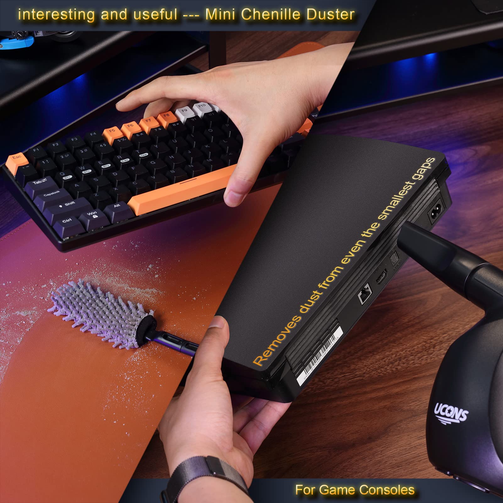 500W Electric Air Duster for Electronics - 31m/s High-Powered Cordless Keyboard Cleaner with Anti-Static Brush | 70% Quieter Than Compressed Air Cans | Reusable Air Blower for PC, Laptop, Camera & Office Cleaning