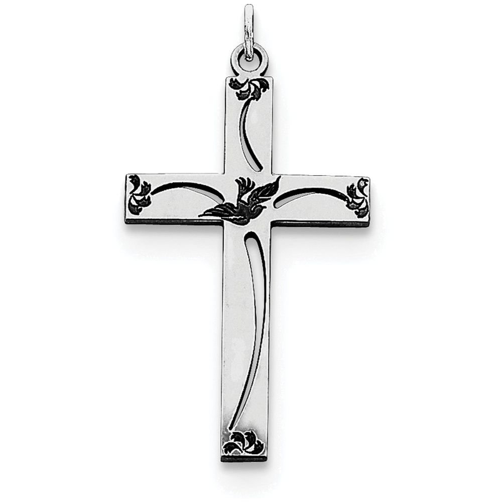 FJC Finejewelers Sterling Silver Cross Pendant Necklace with Chain - Elegant Laser-Engraved Religious Jewelry for Women, Perfect for Church, Weddings & Everyday Wear