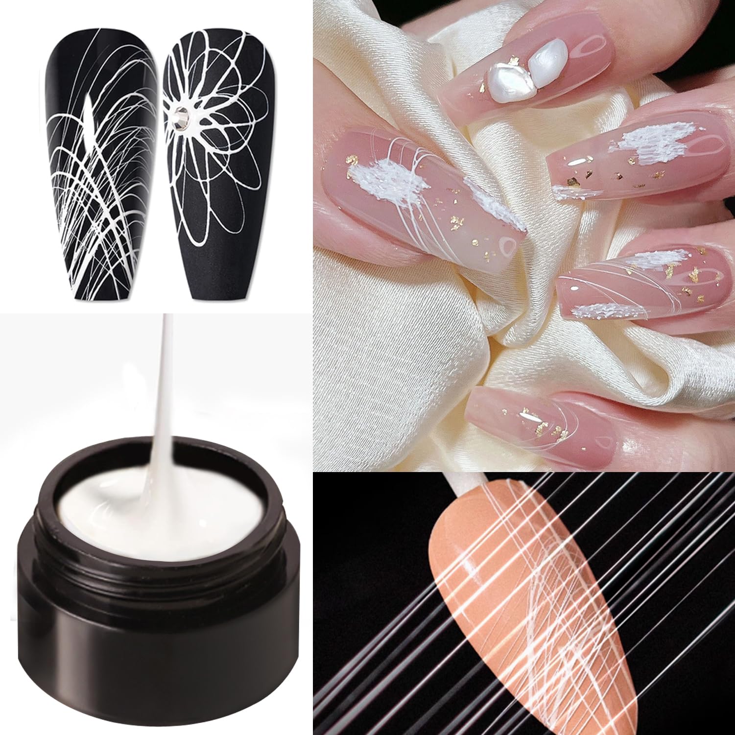 White Spider Gel for Nails - UV LED Nail Art Gel Polish for DIY Manicure & Professional Nail Designs | Perfect for Halloween, Gothic, and Creative Nail Art Looks