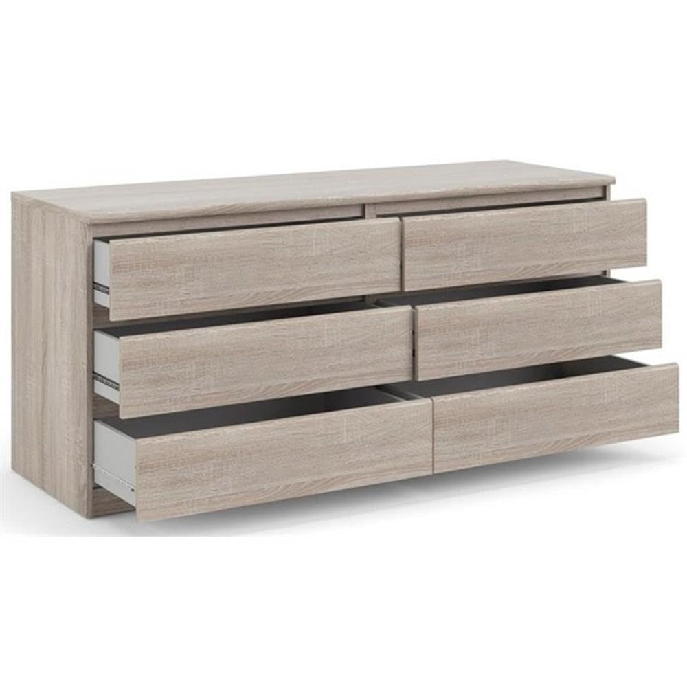 Scandinavian 2-Piece Bedroom Furniture Set with 6-Drawer Dresser & Nightstands - Truffle Gray, Handle-Free Design, Smooth Metal Glides for Modern Home Decor | Perfect for Small Spaces & Minimalist Bedrooms