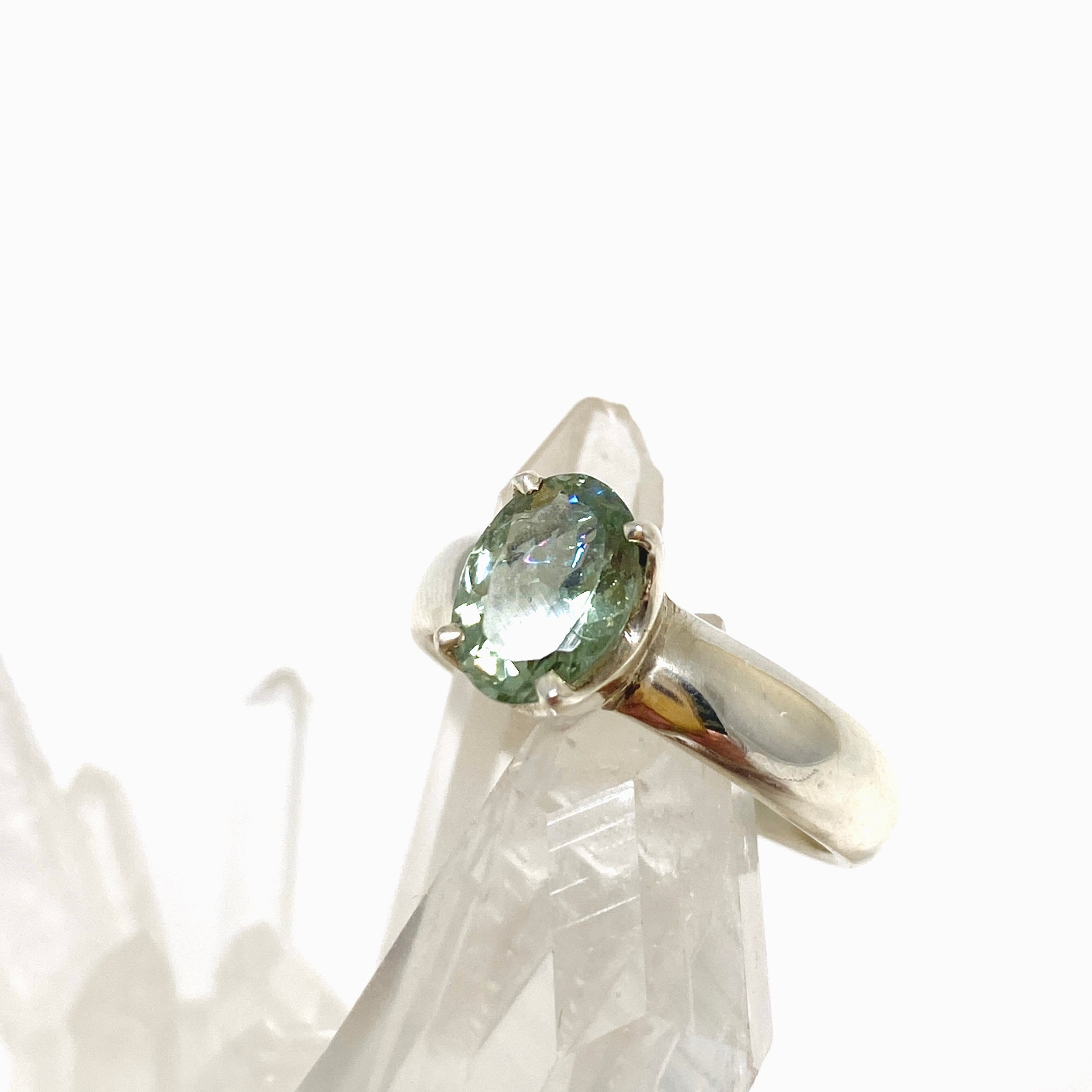 Green Tourmaline Oval Faceted Ring Size 7 - Natural Gemstone Jewelry for Women, Dainty Engagement or Promise Ring - Perfect for Weddings, Anniversaries & Special Occasions