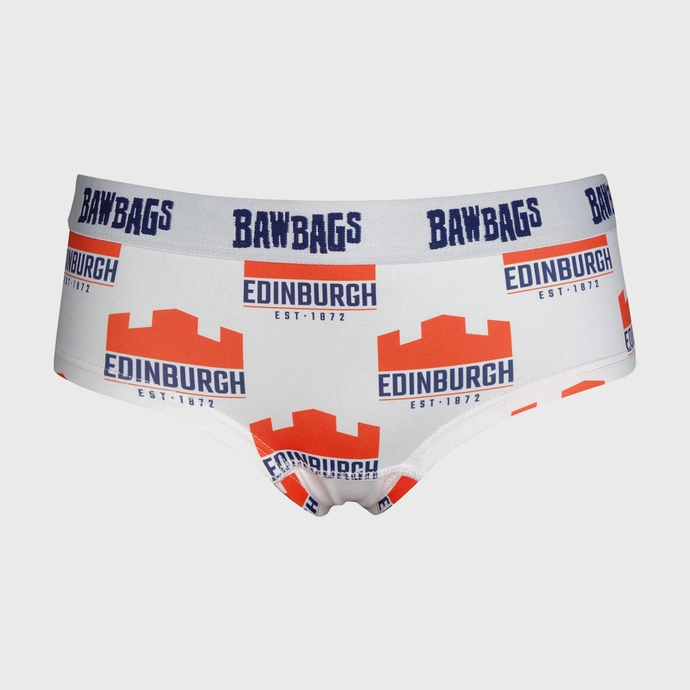 Bawbags Edinburgh Rugby Women's Cool De Sacs Briefs White - Comfortable Sports Underwear for Rugby & Active Lifestyle