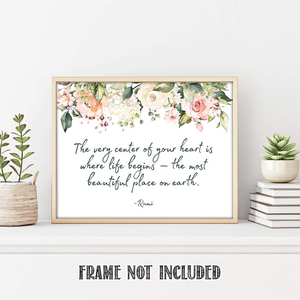 TJ Originals Motivational Wall Art - 11x14 Unframed Rumi Quotes Print for Home & Office Decor
