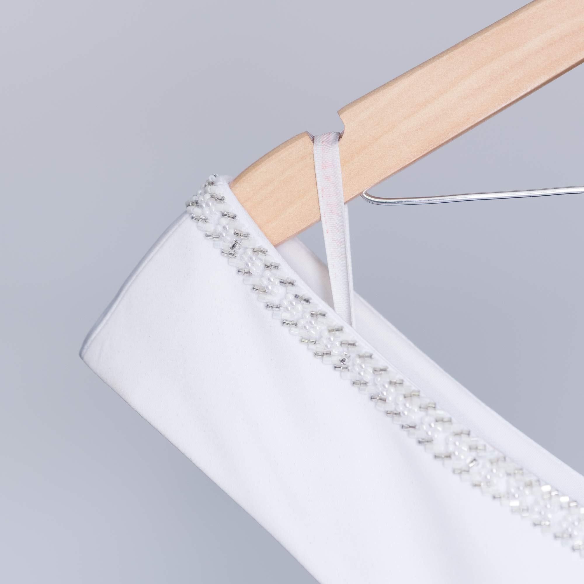 Ella Celebration Bride Wedding Dress Hanger - Natural Wood & Silver Wire Hanger for Wedding Gowns, Bridal Dresses & Formal Attire - Perfect for Bridal Shoots, Wedding Preparations & Closet Organization