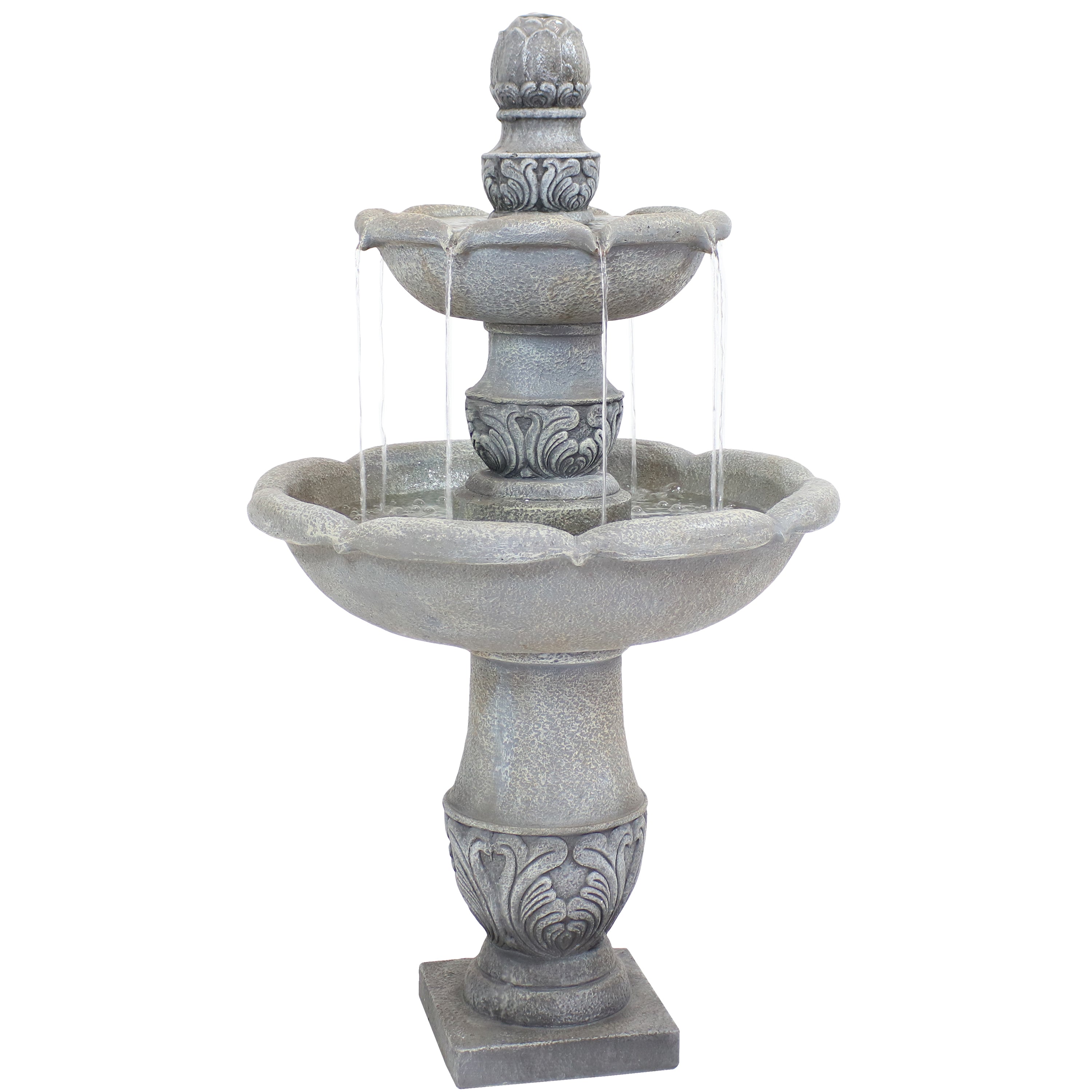 Sunnydaze 2-Tier Outdoor Water Fountain with French Garden Design - 50