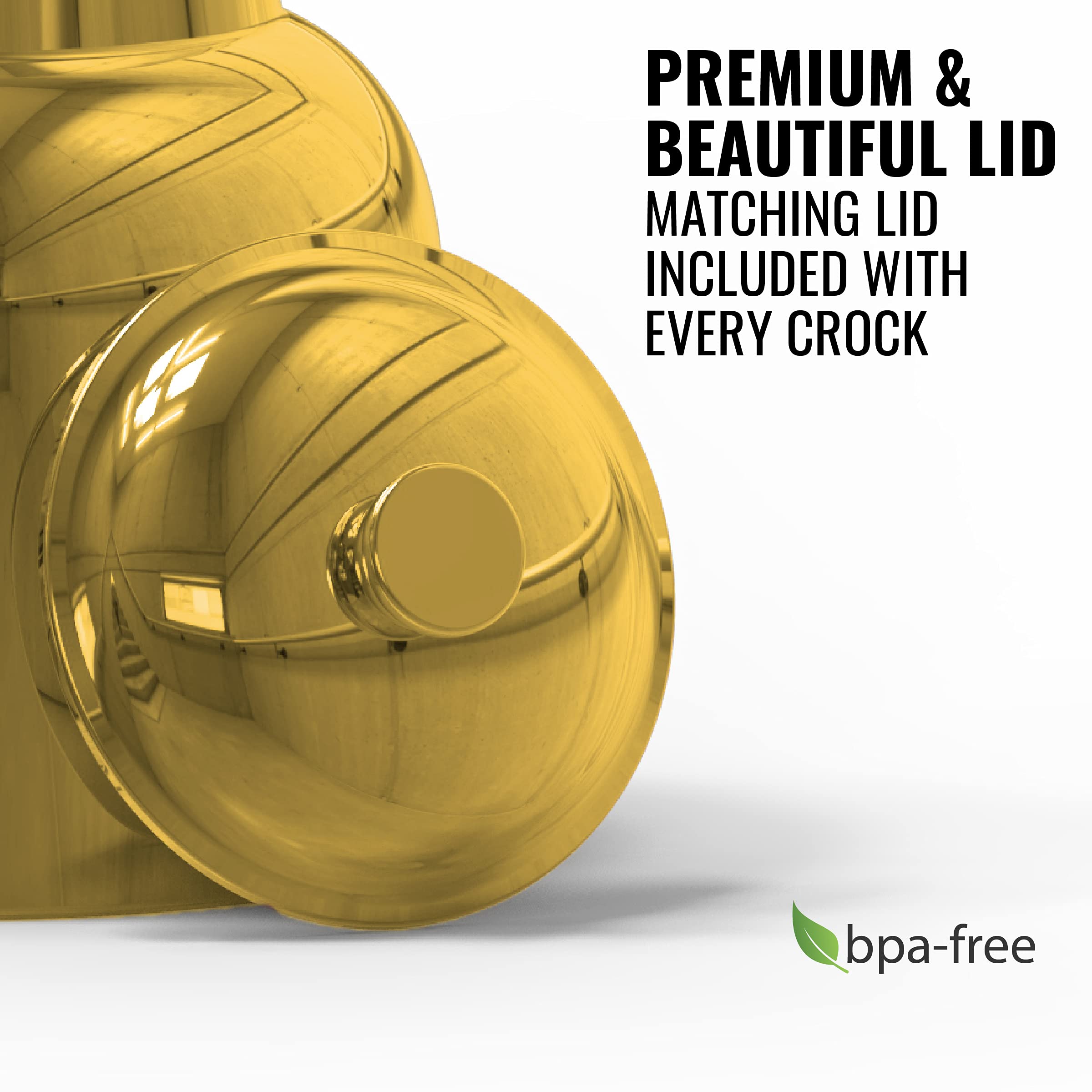 Geo Sports 3-5 Gallon Porcelain Water Dispenser with Stainless Steel Faucet - BPA Free Ceramic Crock Jug for Home & Office - Gold Chrome Finish | Perfect for Kitchen Countertop, Pantry or Outdoor Events