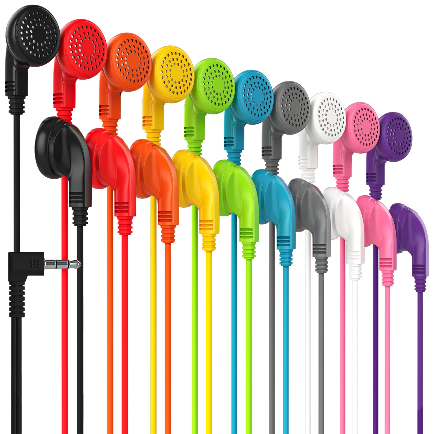 Bulk 3.5mm Earphones 1000 Pack Wholesale Bundle - Maeline Headphones with Tangle-Free Cord for Schools, Gyms, Events & Giveaways