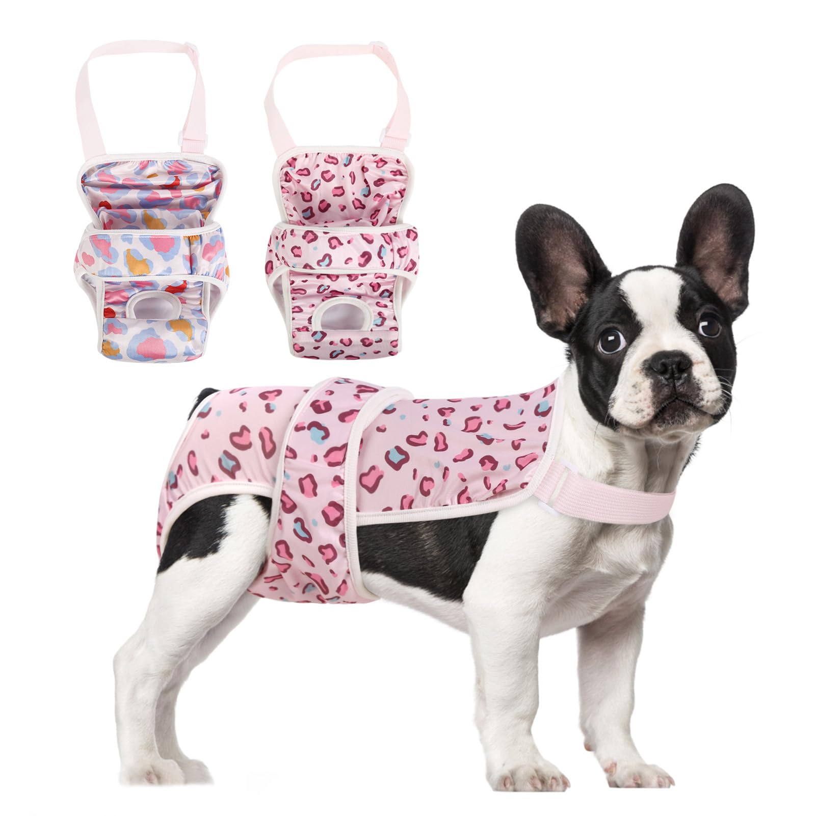ASENKU 2 Pack Washable Dog Diapers for Small Female Dogs - Perfect for Heat & Period Care