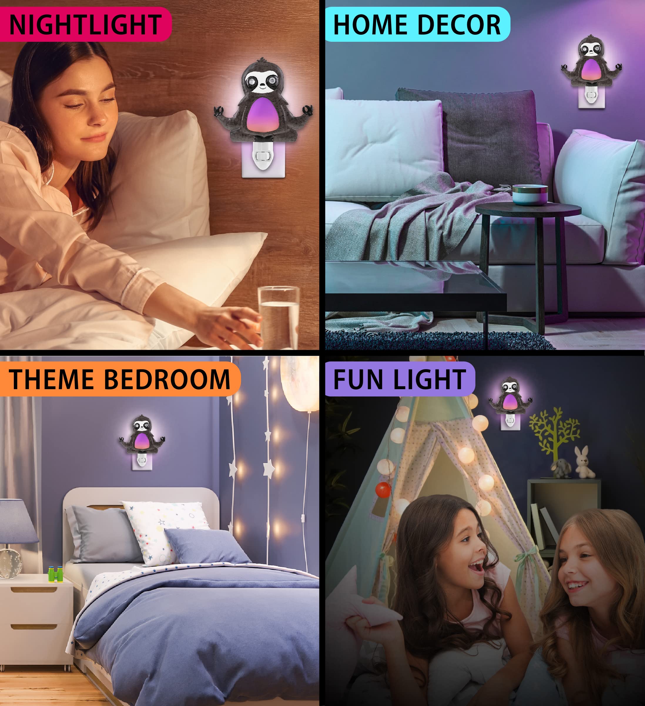 CoTa Global Sloth Night Light - Handmade Metal & Glass Plug-in Wall Nightlight with Switch, 6.5 Inch Cute Animal Night Light for Home Decor - Perfect for Bathroom, Nursery, Hallway, Kitchen & Bedroom - Creates Cozy Ambiance for Kids' Rooms and Relaxing Spaces