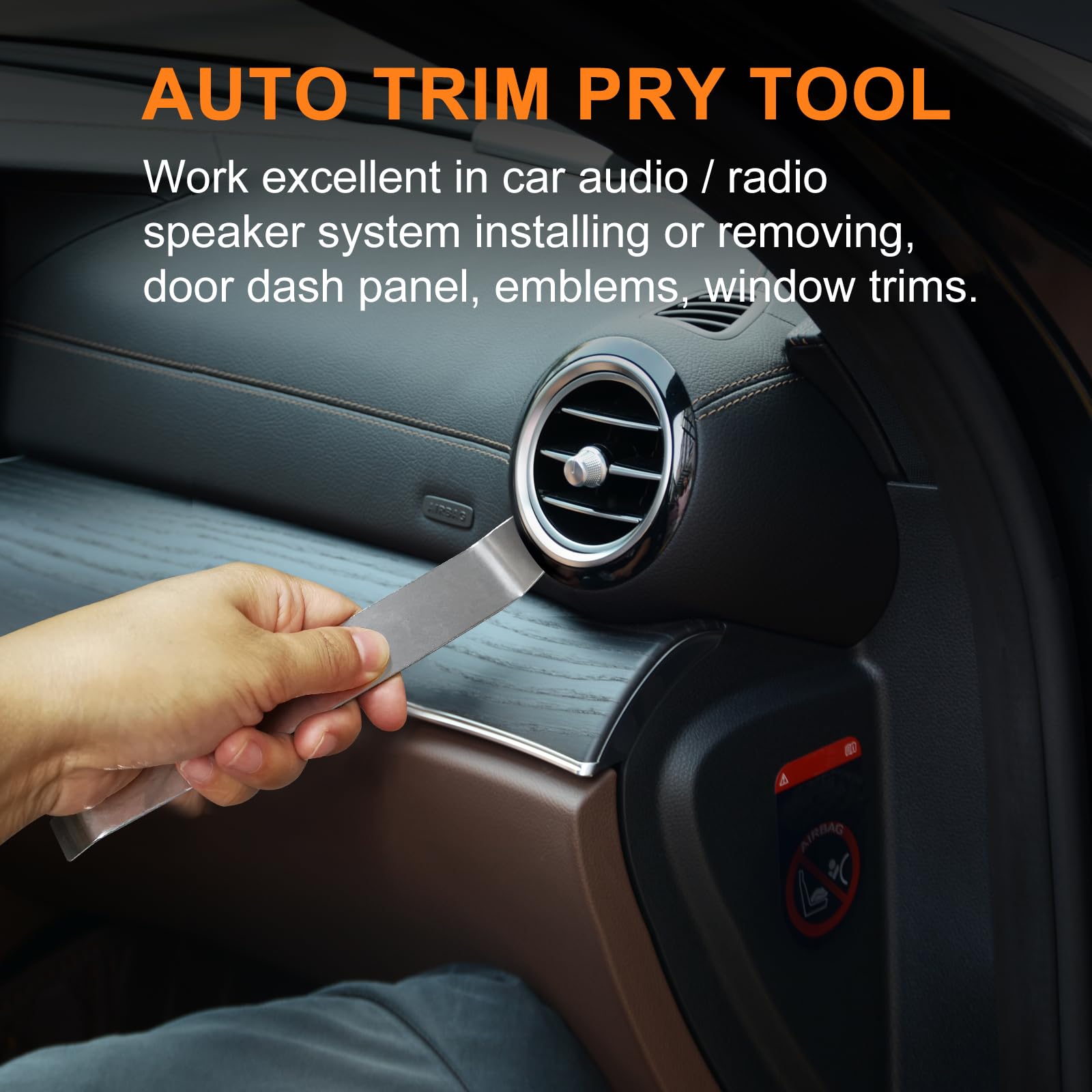 6-Piece Metal Trim Removal Tool Kit - Auto Pry Tools for Vehicle Door Panel & Dashboard - Durable Silver Car Interior Repair Set for DIY & Professional Mechanics