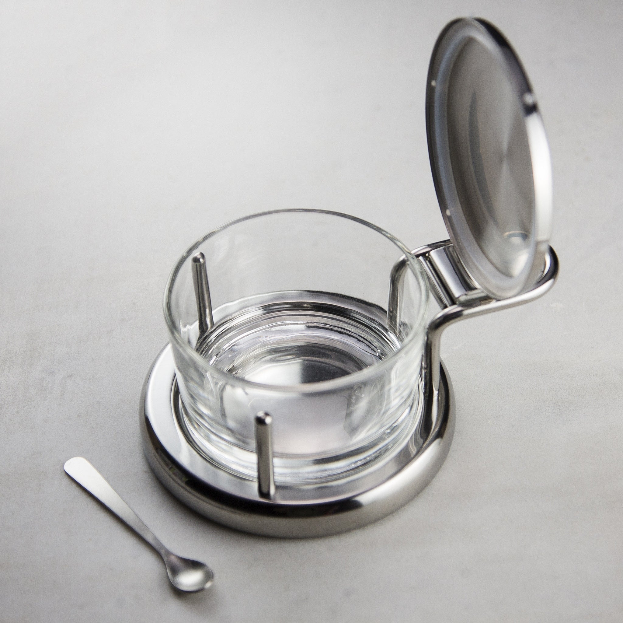 Premium Stainless Steel & Glass Salt Cellar with Lid - Airtight Spice Container for Kitchen, Dining Table & Cooking - Perfect for Salt, Pepper & Seasonings