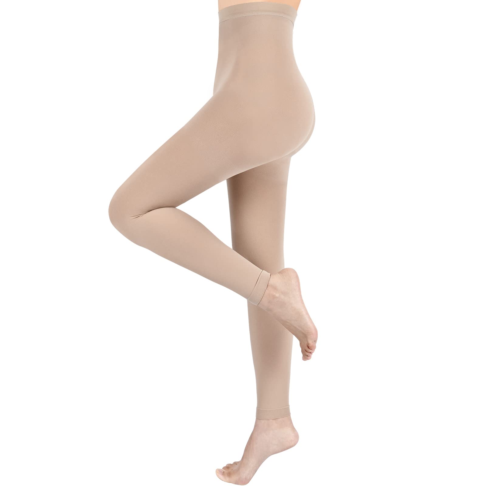 2XL Compression Pantyhose for Women & Men - Footless Medical Compression Stockings 15-20 mmHg Support - Beige Color - Ideal for Varicose Veins, Swelling Relief & Post-Surgery Recovery