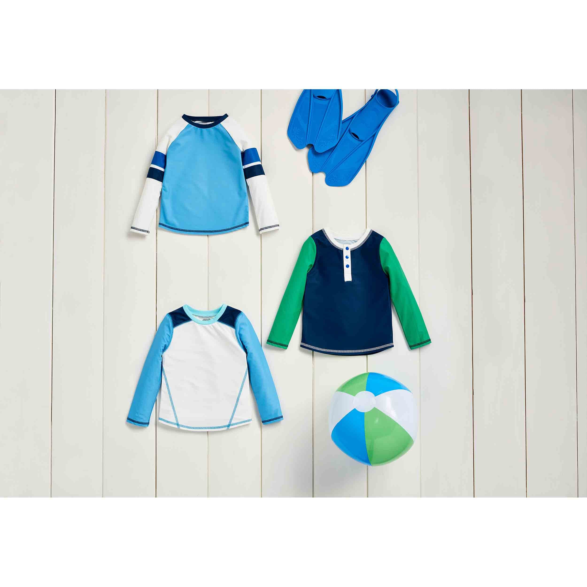 Mud Pie Boys UPF 50+ Sun Protection Long Sleeve Rash Guard Swim Shirt for Beach, Pool & Outdoor Activities