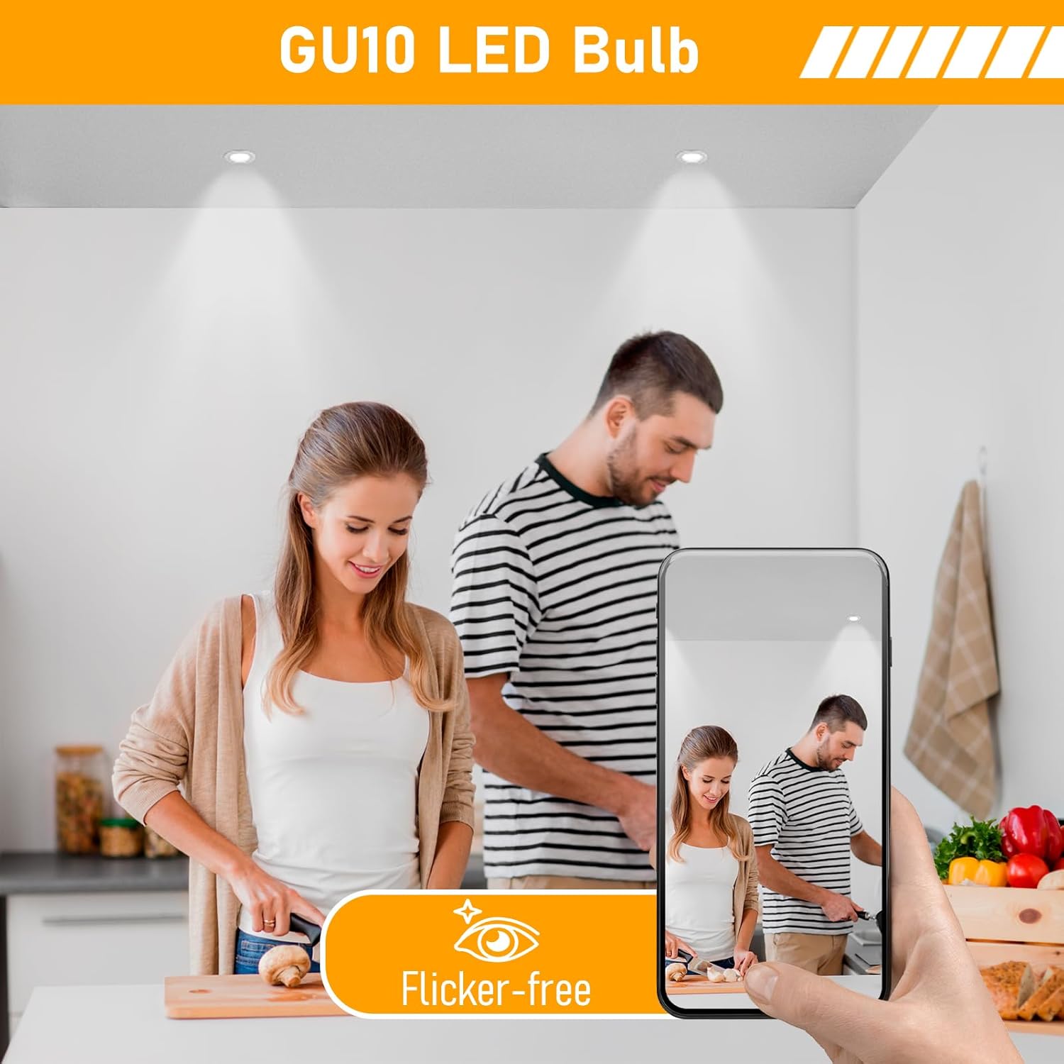 6 Pack MR16 GU10 LED Bulbs 5W 120V 500LM 3 Color Temperatures (2700K/4000K/6000K) - Non-Dimmable Energy Saving Light Bulbs with 120° Beam Angle - Perfect for Track Lighting, Recessed Ceiling Lights, and Display Cases