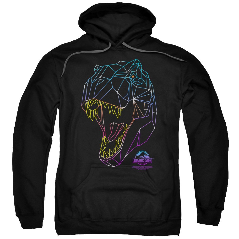 Jurassic Park Men's Neon T-Rex Pullover Hoodie Sweatshirt - Dinosaur Graphic Hoodie for Fans, Casual Wear & Movie Night Outfits