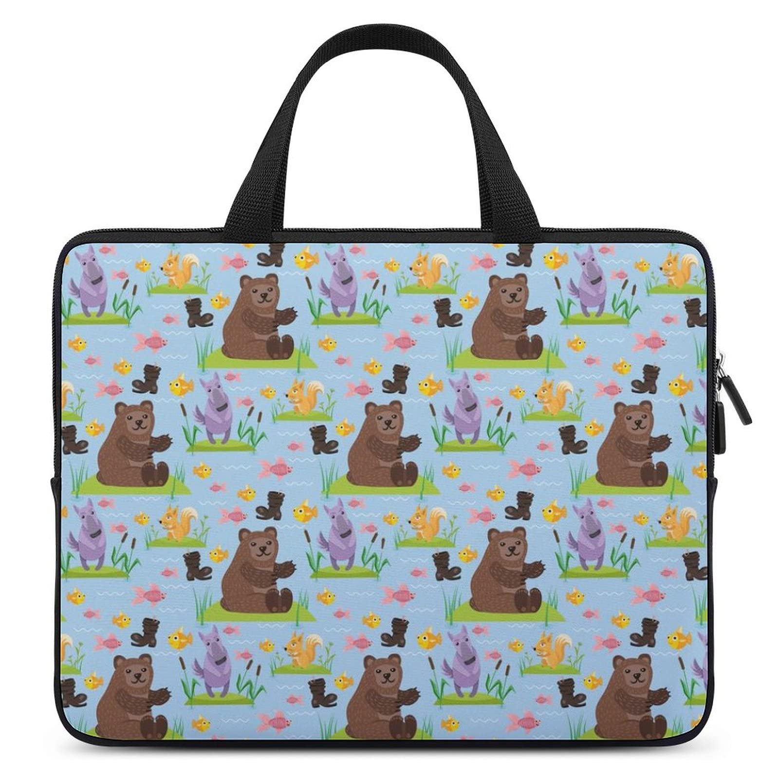 Waterproof Bear Character Teddy Pose Laptop Bag - Slim Business Casual Computer Briefcase for Work, Travel & School