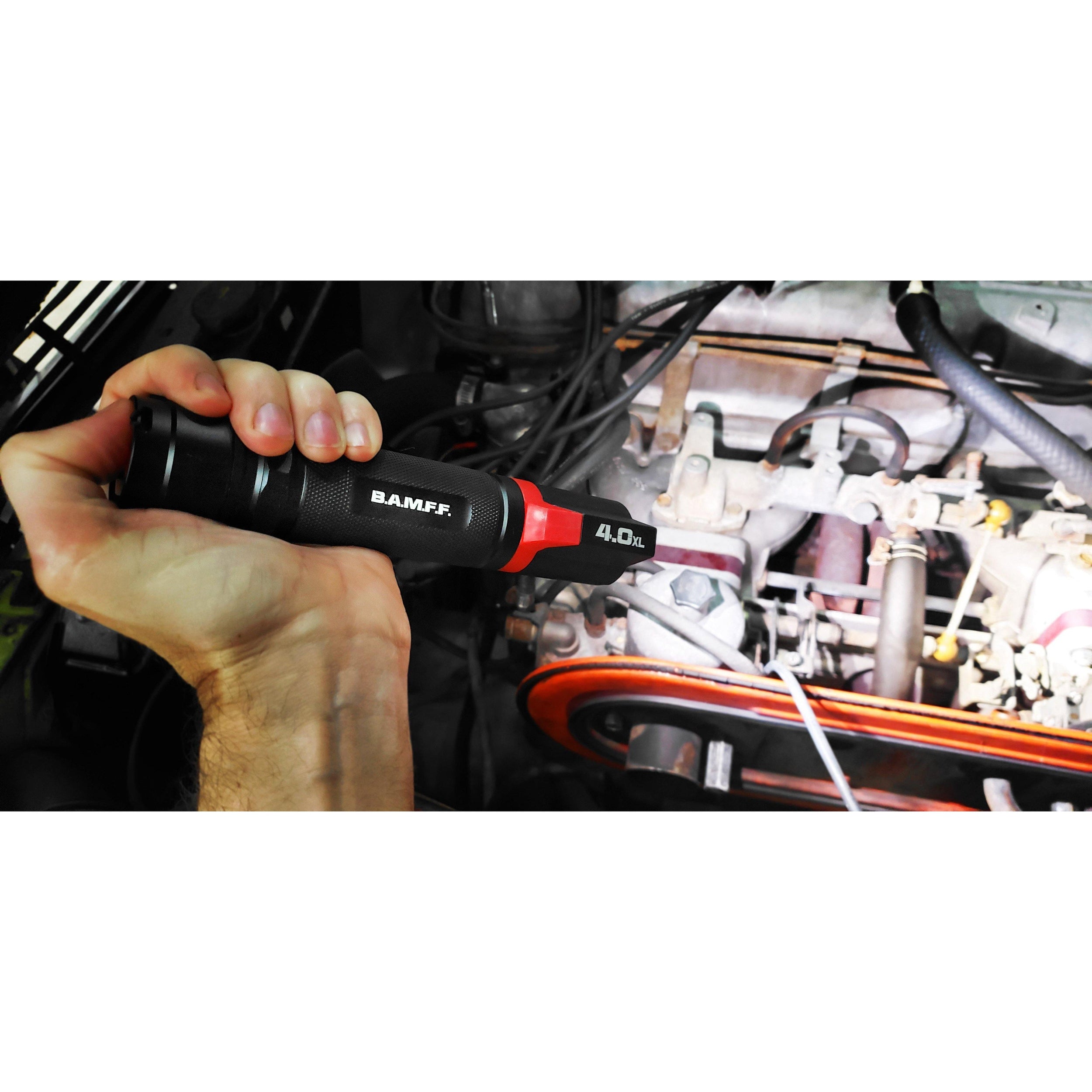 B.A.M.F.F. 4.0XL 400 Lumen Dual LED Flashlight - High-Powered Rechargeable Tactical Light for Camping, Hiking & Emergency Use
