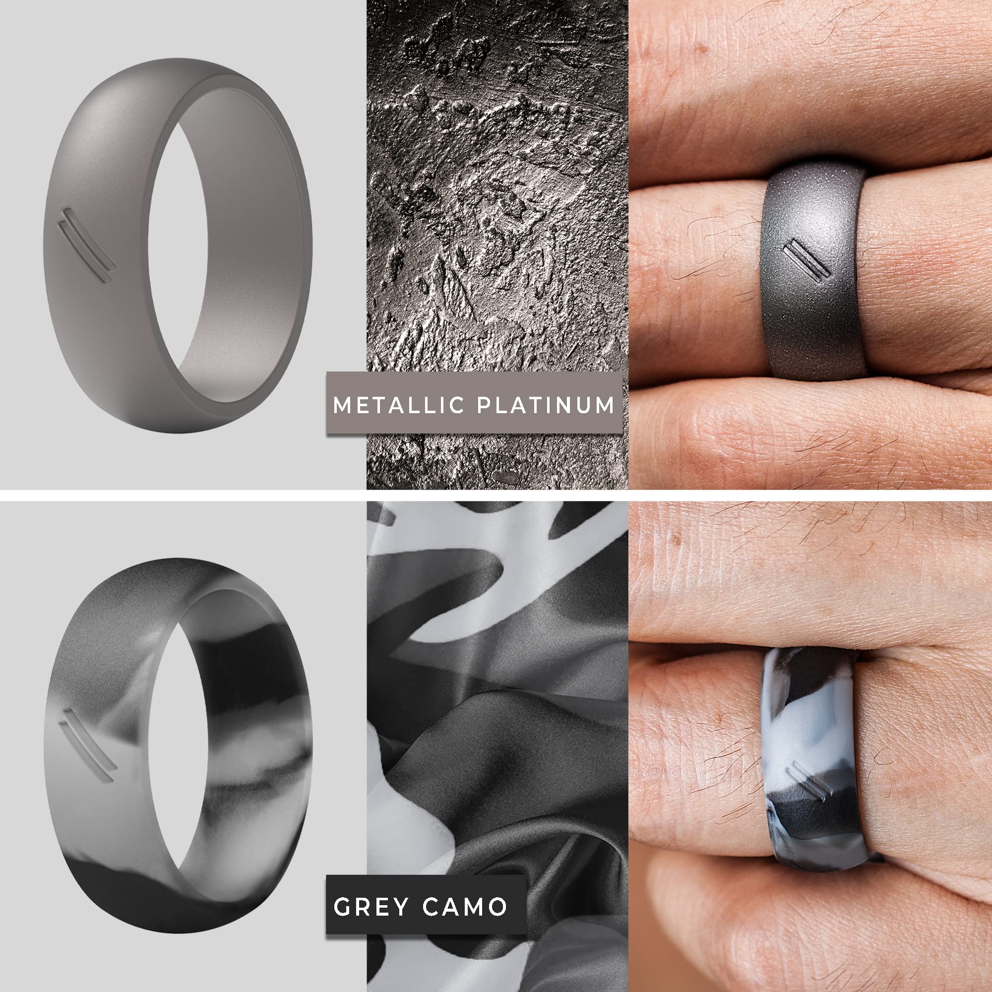 ThunderFit Silicone Wedding Rings for Men - 4 Pack Rubber Engagement Bands (8.7mm Wide, 2.5mm Thick) - Comfortable & Durable Alternative Metal Ring for Gym, Work, Travel & Outdoor Activities