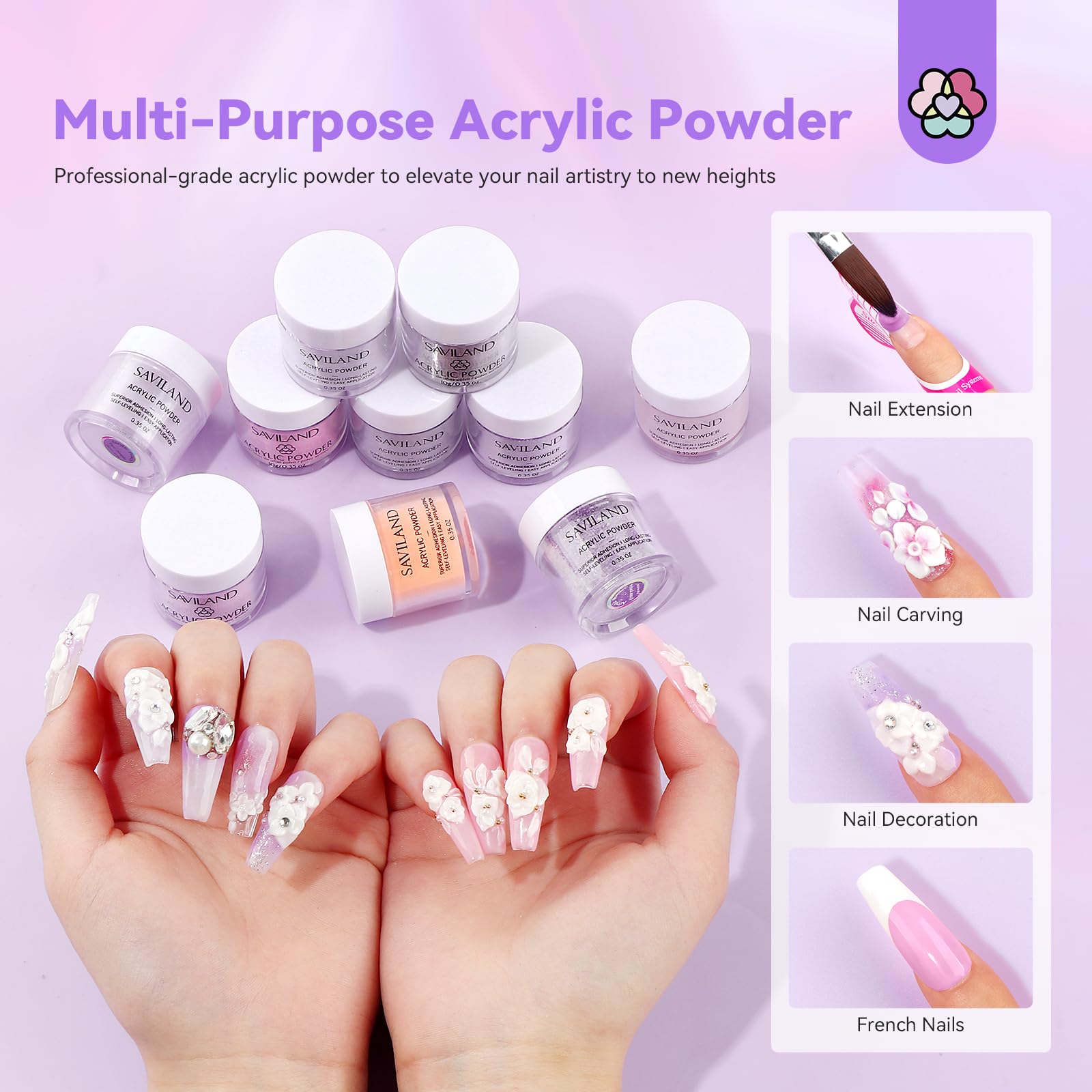 SAVILAND Professional Acrylic Nail Kit with Electric Drill - Complete Starter Set with Acrylic Powder, Liquid, Brush & Nail Extension Tools | Perfect for Salon, Home Manicure & DIY Nail Art