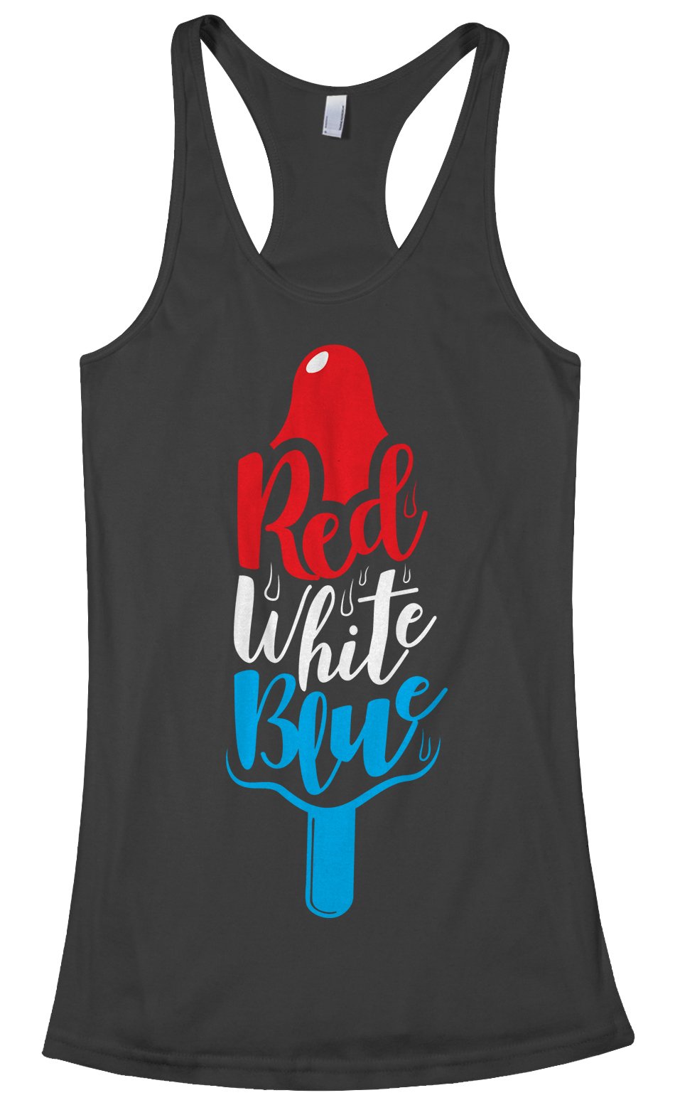 Threadrock Women's Red White & Blue Ice Pop Racerback Tank Top - Breathable Workout Shirt for Running, Yoga & Gym | Patriotic Athletic Wear for Women
