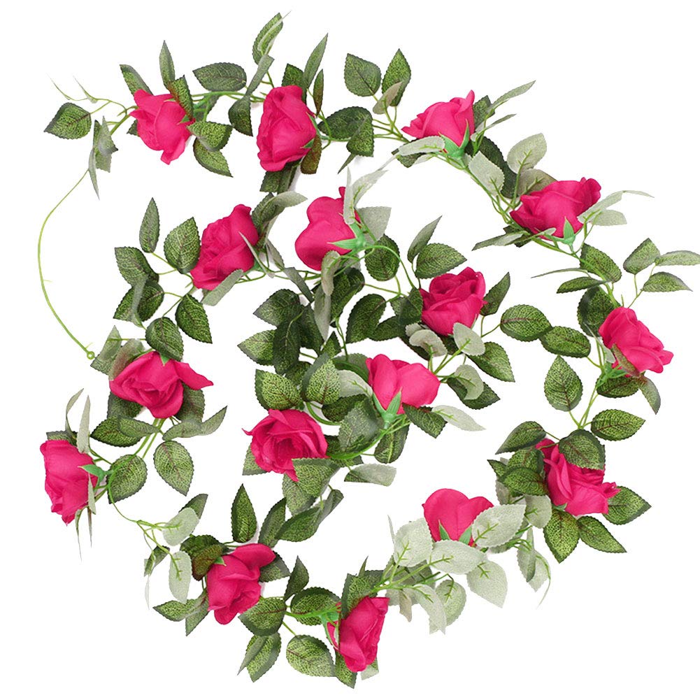 220cm Artificial Rose Vine Garland - Realistic Silk Flowers for Wedding, Party & Home Decor - Red Hanging Floral Decorations for Wall, Door, Garden & Events - Enhance Your Space with Lifelike Beauty