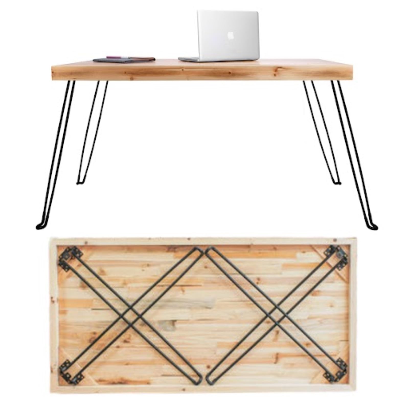 Sleekform Portable Folding Desk - Wooden Foldable Table for Home Office, Dorm & Small Spaces - No Assembly Easy Setup Computer Desk for Work, Writing, Crafts & Remote Work - Space Saving Collapsible Workstation