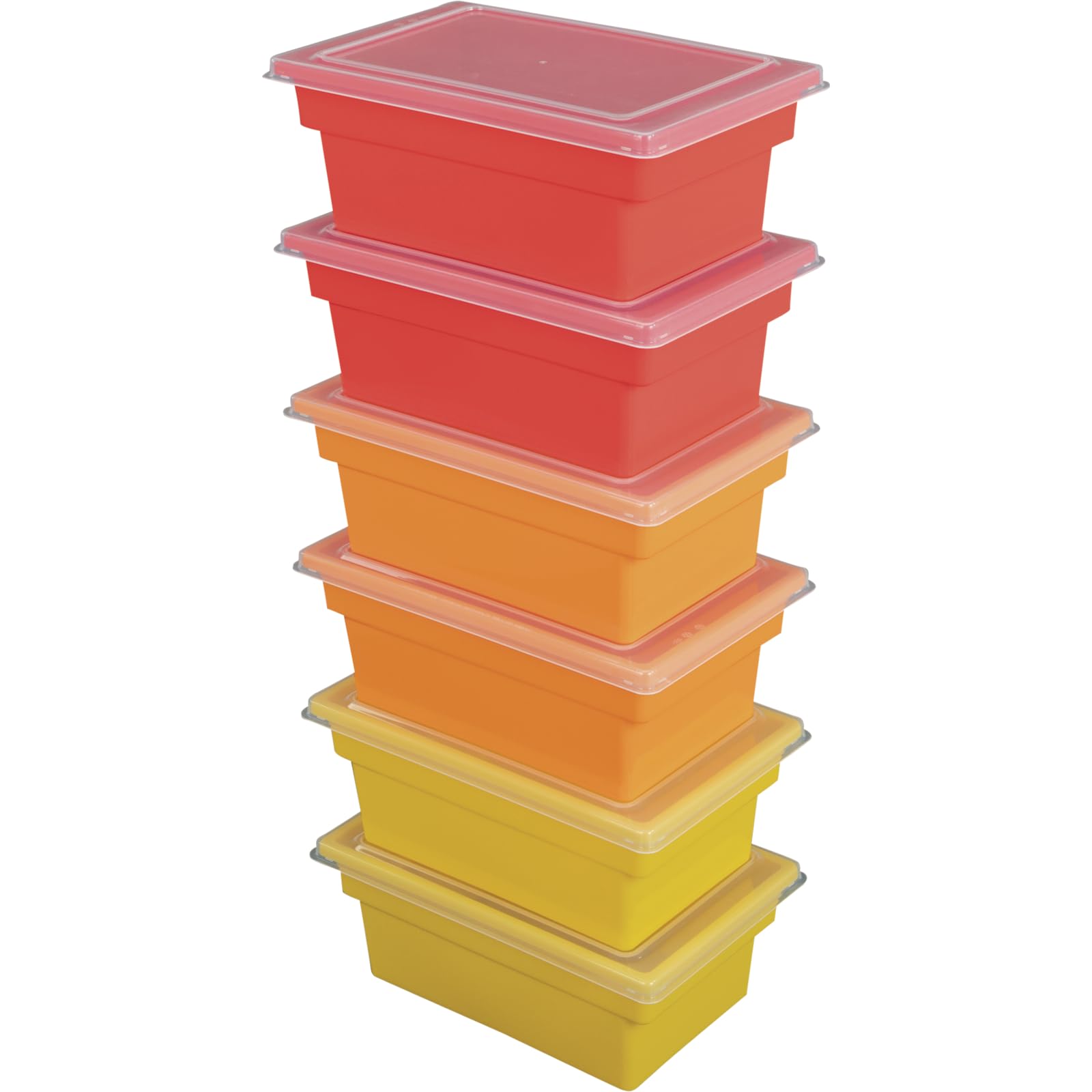 Really Good Stuff 12-Piece All-Purpose Storage Bins with Lids - 6 Vibrant Colors for Home, Office & Classroom Organization