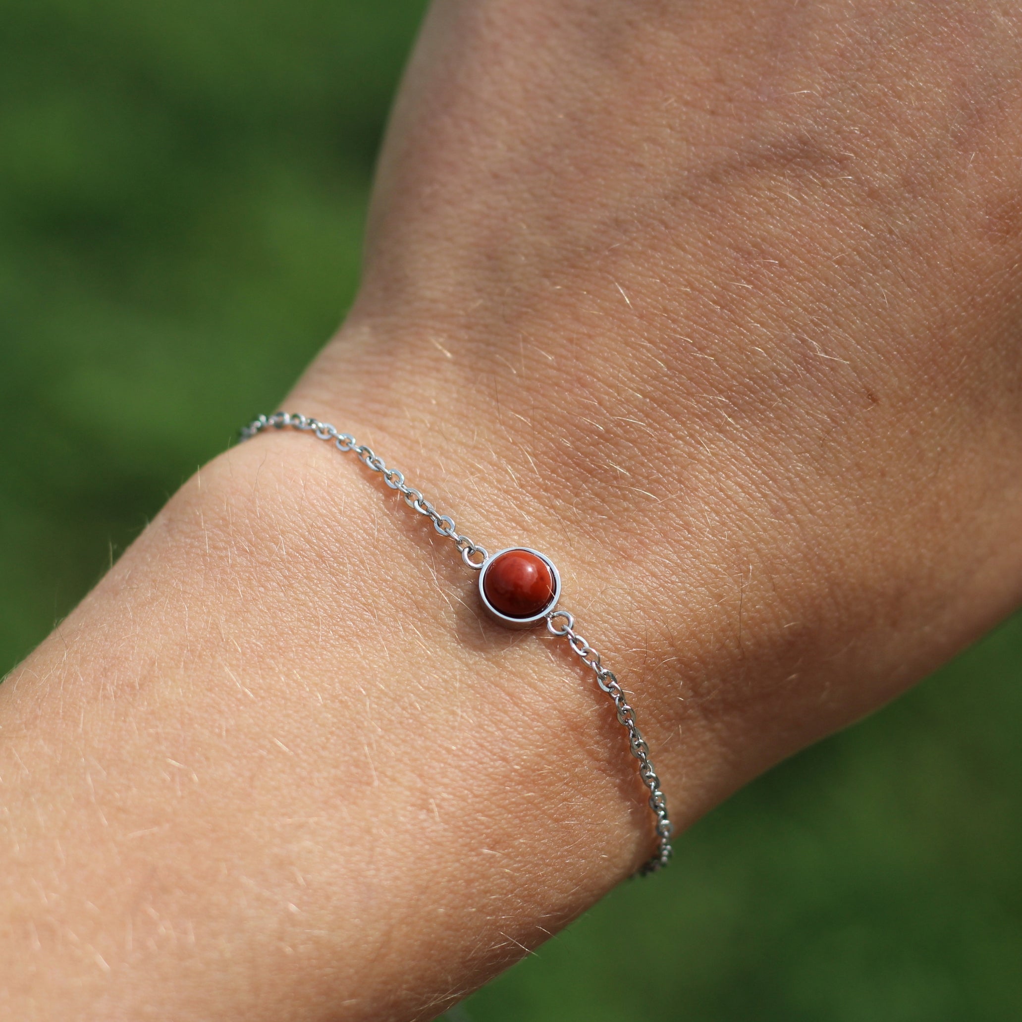 Red Jasper Solitaire Silver Bracelet for Women | Healing Crystal Jewelry for Meditation & Energy Balance | Elegant Boho Bracelet for Yoga, Spiritual Gifts