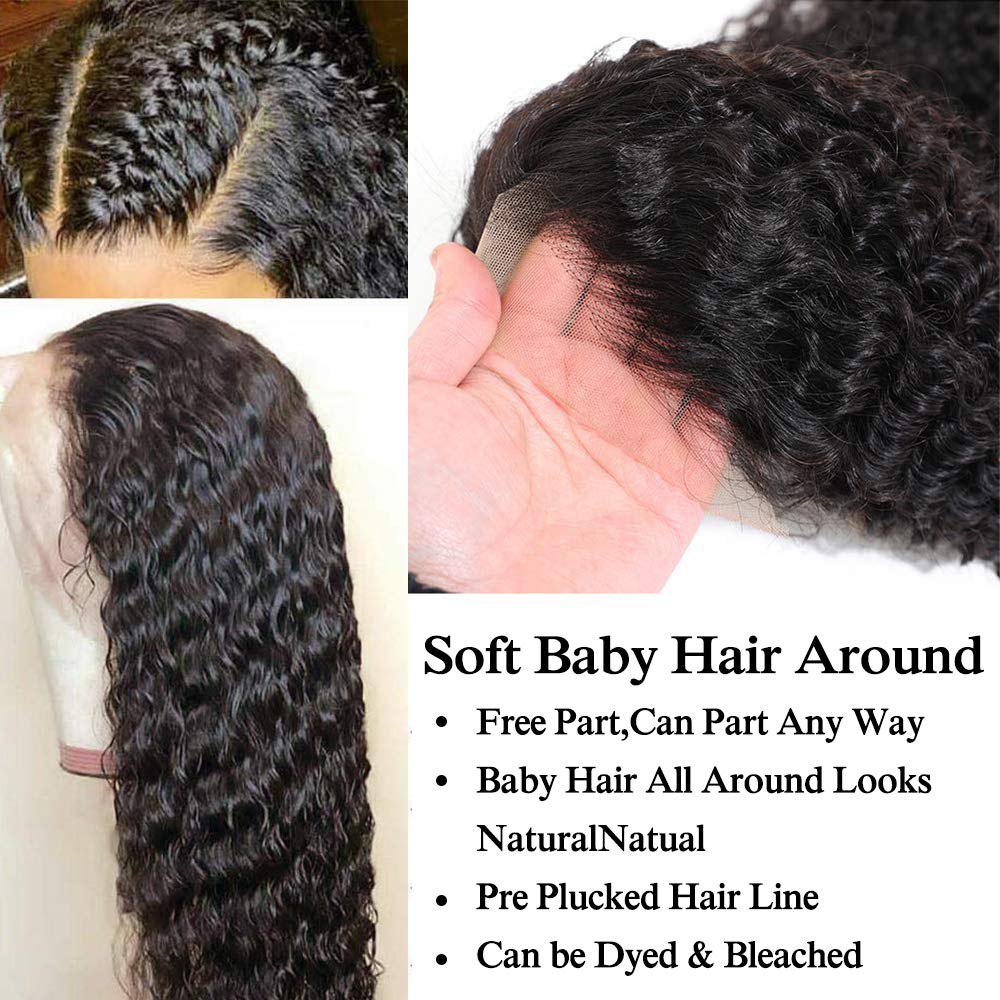Glueless Deep Wave Lace Frontal Wig - 9A Brazilian Virgin Human Hair with Baby Hair | 18 Inch Water Wave Lace Front Wigs for Black Women | Perfect for Daily Wear, Special Occasions & Protective Styling