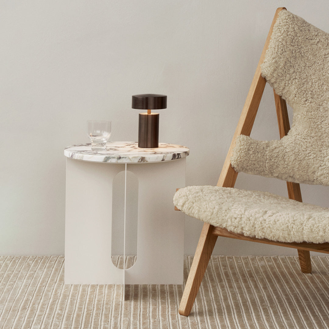 Modern Androgyne Side Table - Minimalist Nightstand, Bedside Table for Bedroom, Living Room & Office - Stylish End Table with Storage Shelf