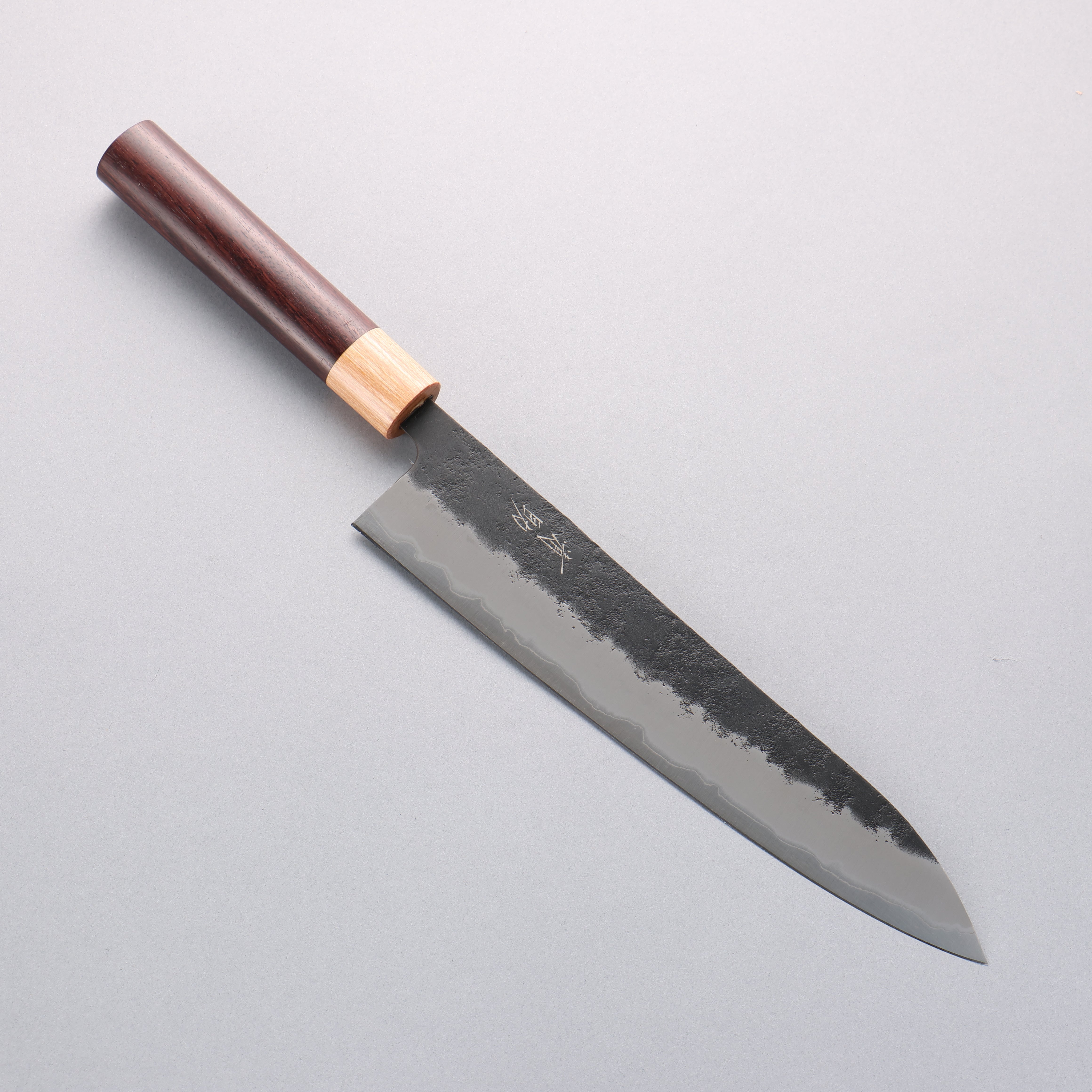 Premium Seisuke Blue Super Black Nashiji Gyuto 240mm Japanese Chef Knife with Rosewood Handle & White Pakka Wood Ferrule - Perfect for Sushi, Meat Cutting & Professional Kitchen Use