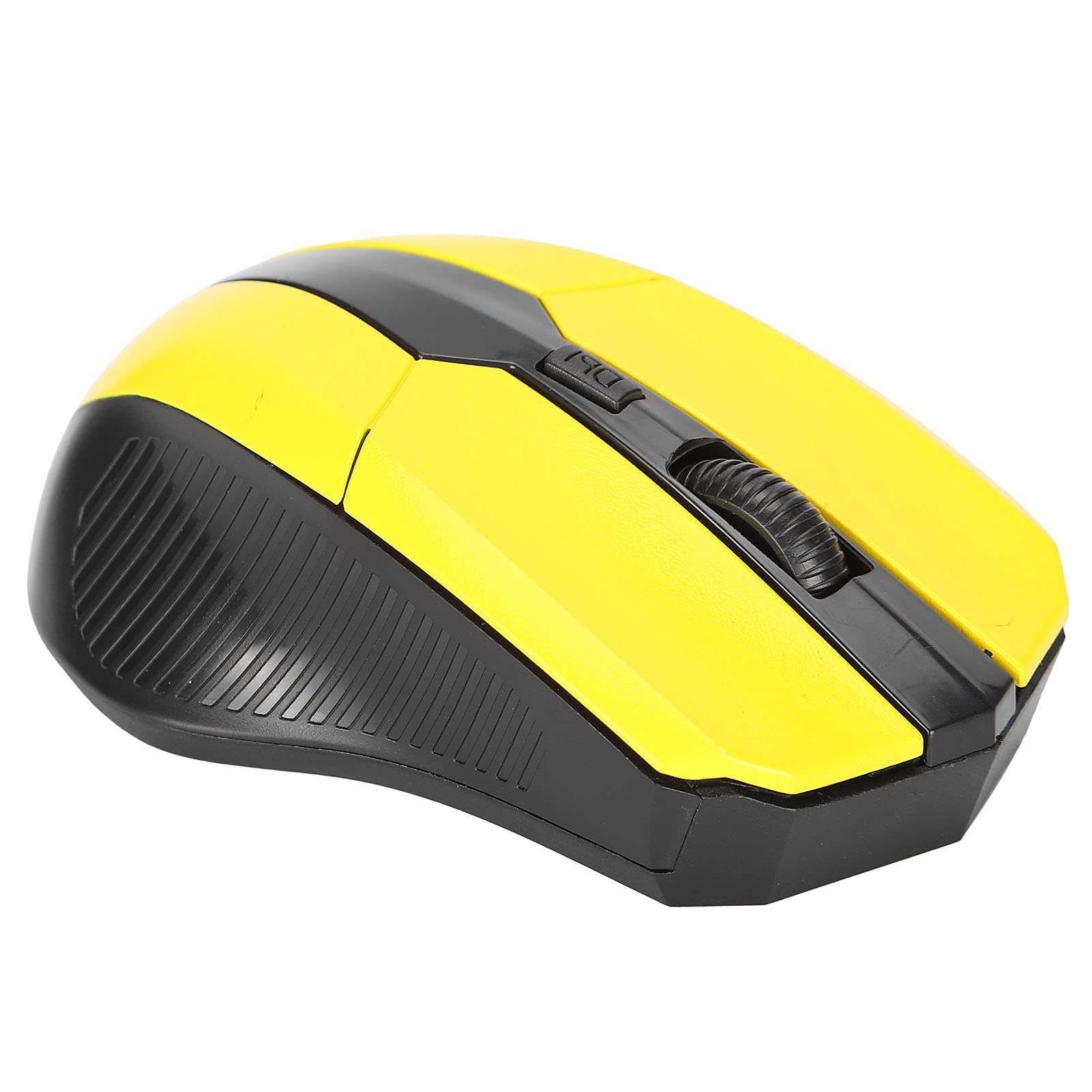 PUSOKEI 1600DPI 2.4G Wireless Ergonomic USB Mouse for PC & Laptop - Optical Computer Mouse with USB Receiver (Yellow) - Perfect for Office Work, Gaming & Home Use