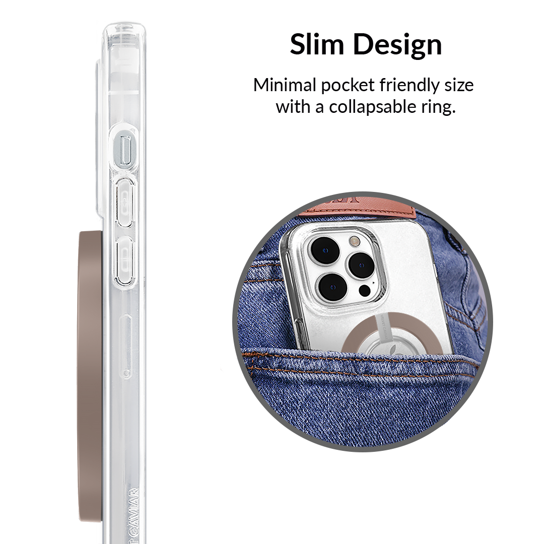 Premium Cashmere Taupe MagSafe Grip Ring for iPhone - Secure Anti-Slip Phone Holder with 360° Rotation, Perfect for Driving, Workouts & Everyday Use