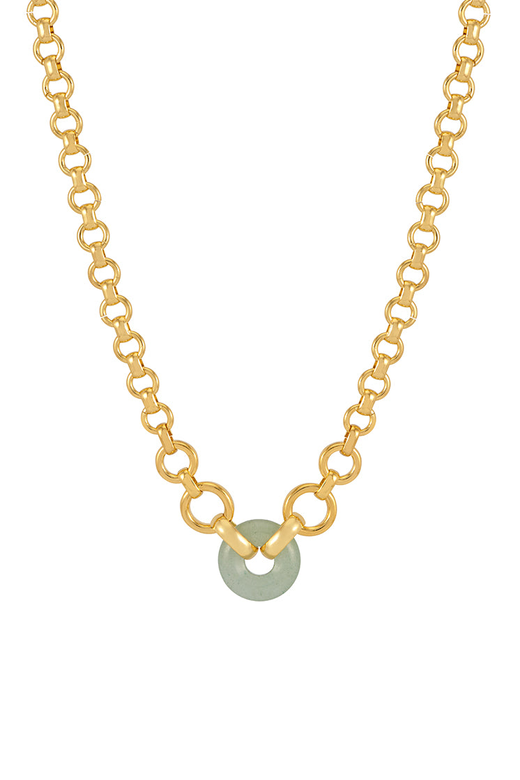 Green Quartz Graduated Round Link Chain Necklace for Women - Natural Gemstone Jewelry for Everyday Wear & Special Occasions