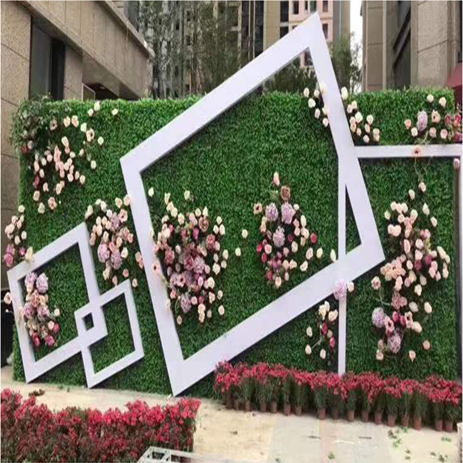 Artificial Hedge Plants - Outdoor UV Resistant Fake Greenery Privacy Fence Wall (Set of 8) for Home, Office & Reception Decor | Perfect for Balcony Screening, Garden Landscaping & Indoor Vertical Gardens