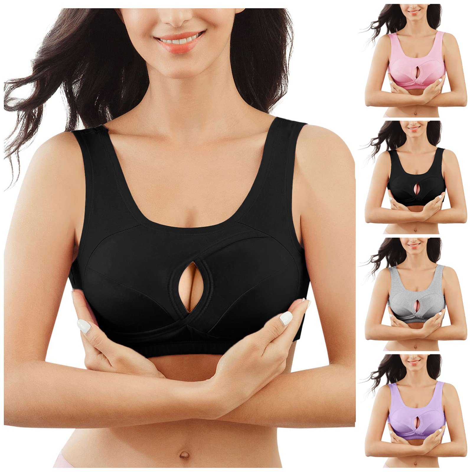 1 Pack Women's Sports Bras - Breathable Yoga Sleep Bra with Beauty Back Design, Hollow Gathered Fitness Vest - Perfect for Yoga, Gym Workouts & Lounge Wear