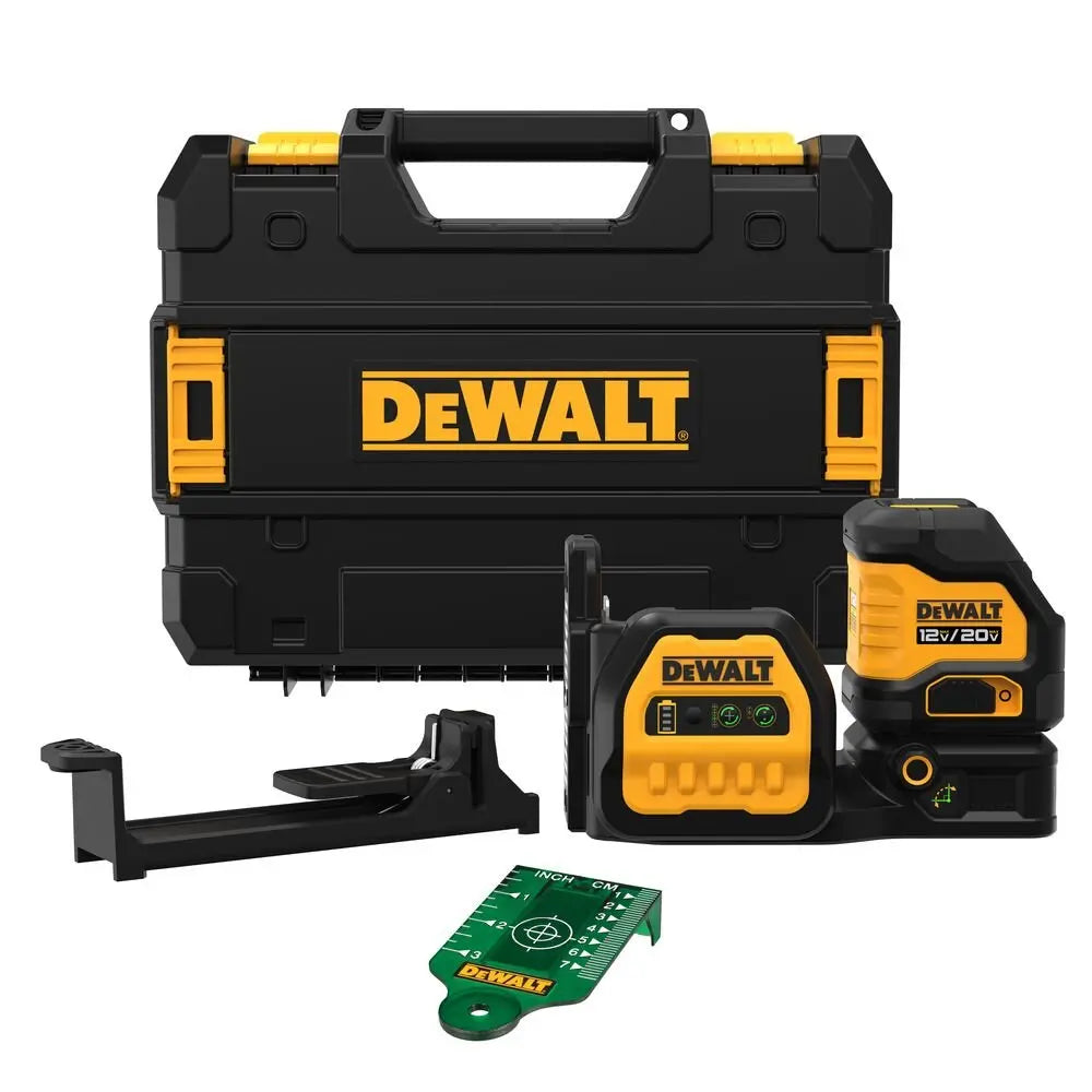 DEWALT DCLE34020GB 20V MAX XR Cordless Green Cross Line Laser Level - Tool Only - Perfect for Construction, Remodeling, and DIY Projects