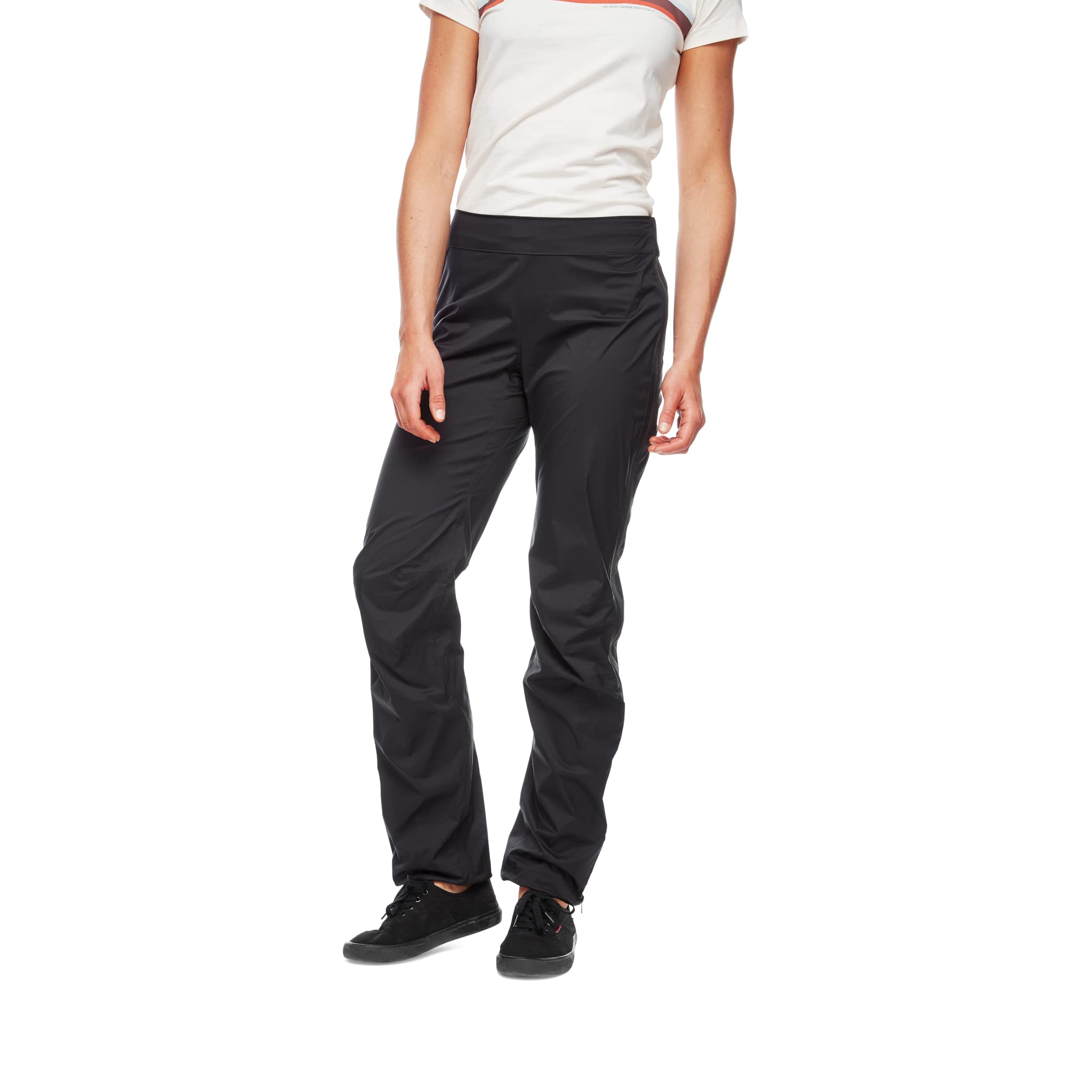 BLACK DIAMOND Women's Stretch Zip Running Pants - Lightweight Hiking & Trail Running Pants for Women - Moisture Wicking, Quick Dry - Black - Large (Perfect for Outdoor Adventures, Gym Workouts & Travel)