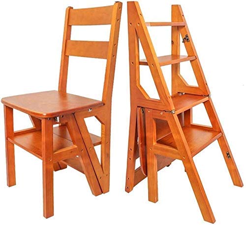 Solid Wood Folding Step Stool - Adjustable 4-Step Multifunctional Ladder Stool for Home, Kitchen, Bathroom & Storage - Compact & Space-Saving Design (Size C)