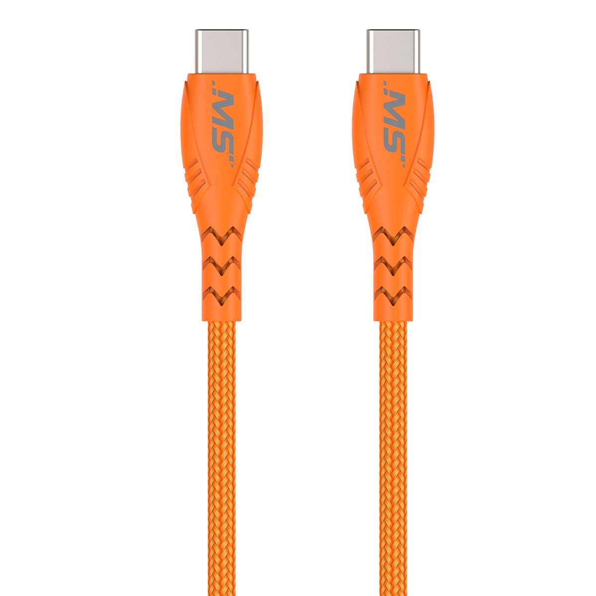 MobileSpec MB06736 10ft USB-C to USB-C Cable - High Visibility Orange - Fast Charging & Data Sync for Phones, Tablets, Laptops - Perfect for Home, Office & Travel